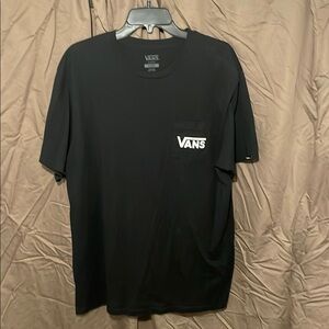 Vans Black Short Sleeve Pocket Tee with White Logo